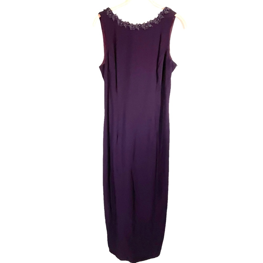 Scott McClintock Petites Wine Column Beaded Neckline Maxi Dress Low Back